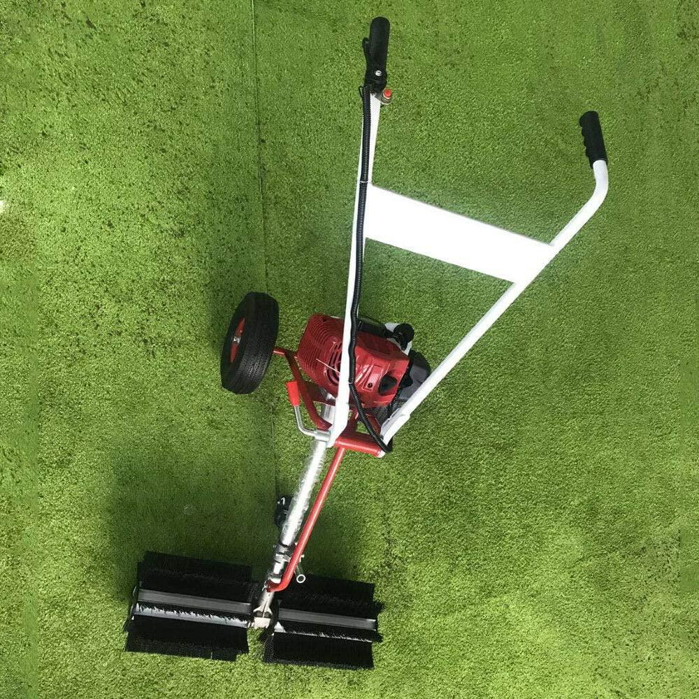 TUQI 43cc Gas 2 Stroke Powered Sweeper Broom Hand Held Concrete Cleaning Driveway Walk Behind
