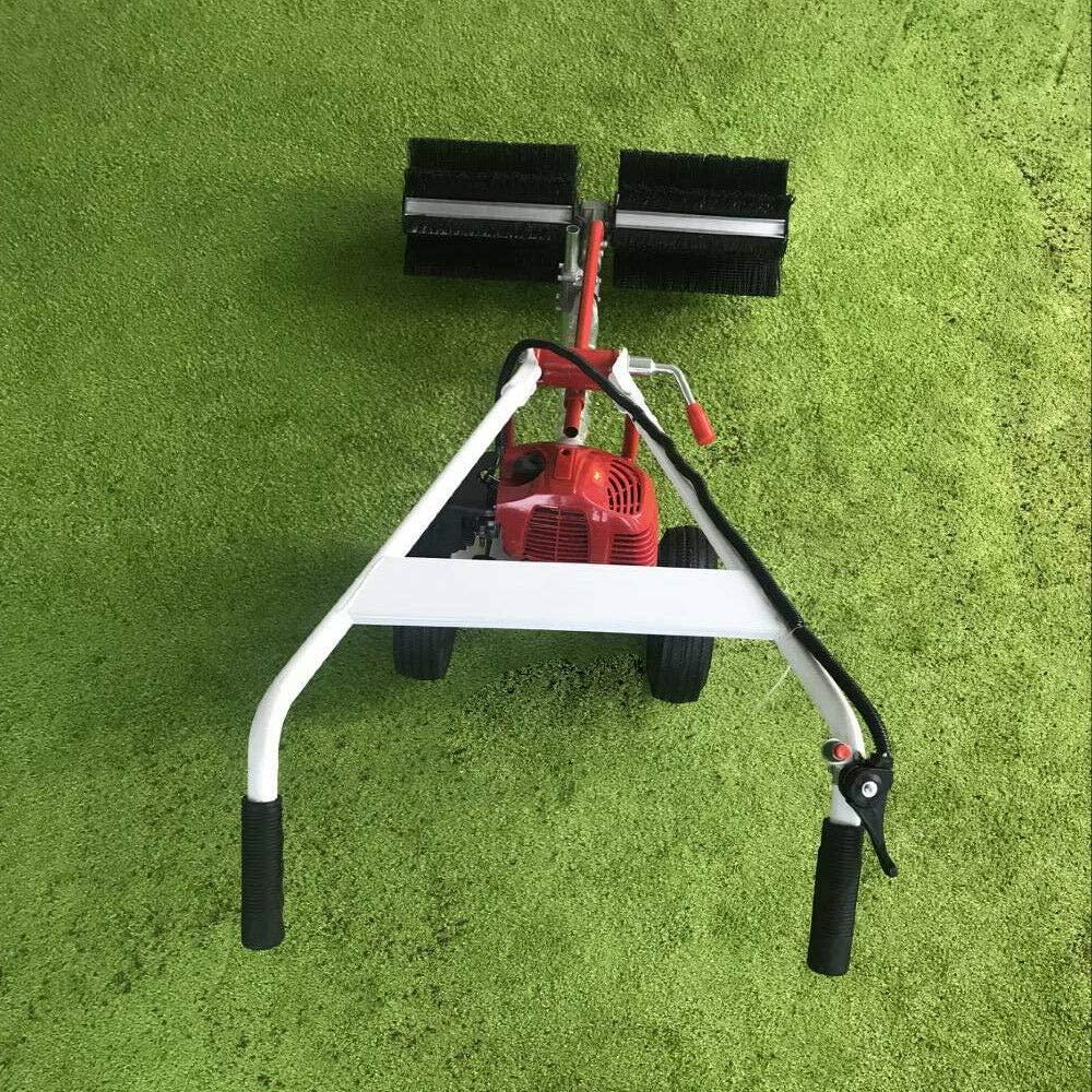 TUQI 43cc Gas 2 Stroke Powered Sweeper Broom Hand Held Concrete Cleaning Driveway Walk Behind