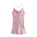 satin backless summer mini dress