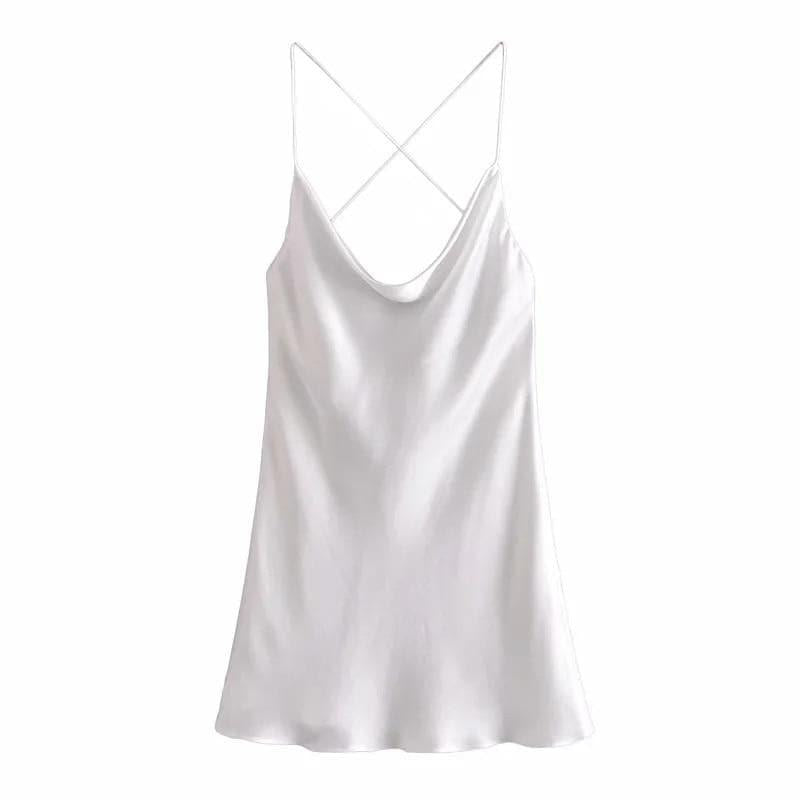 satin backless summer mini dress