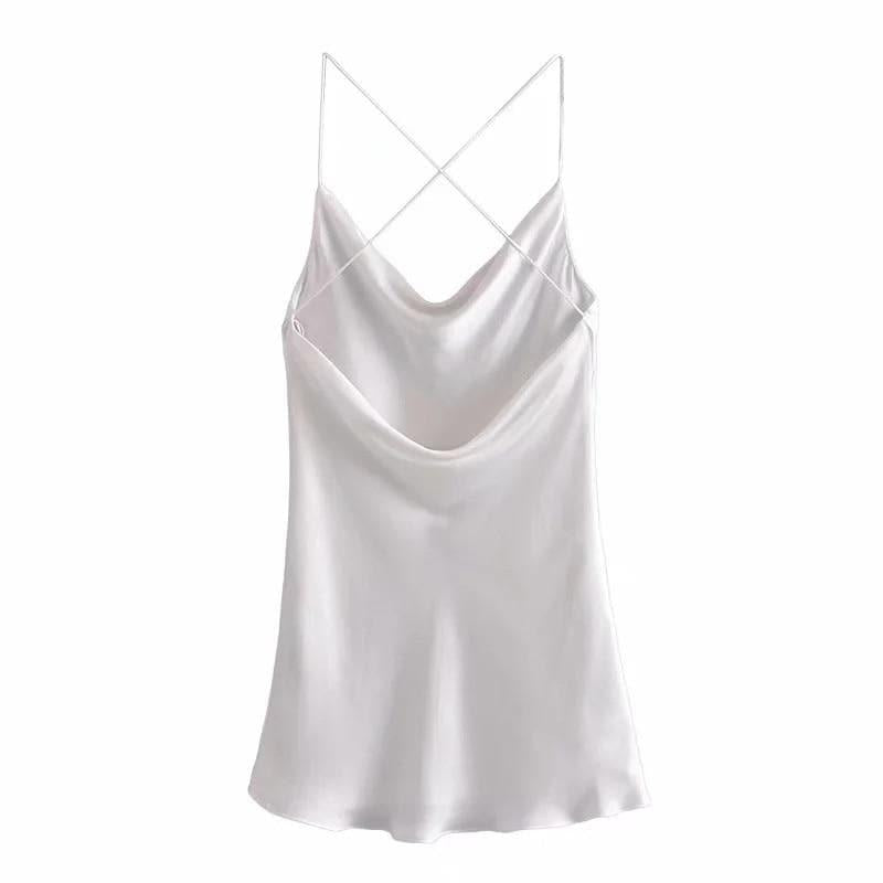 satin backless summer mini dress