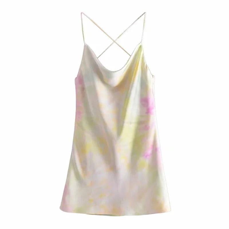 satin backless summer mini dress