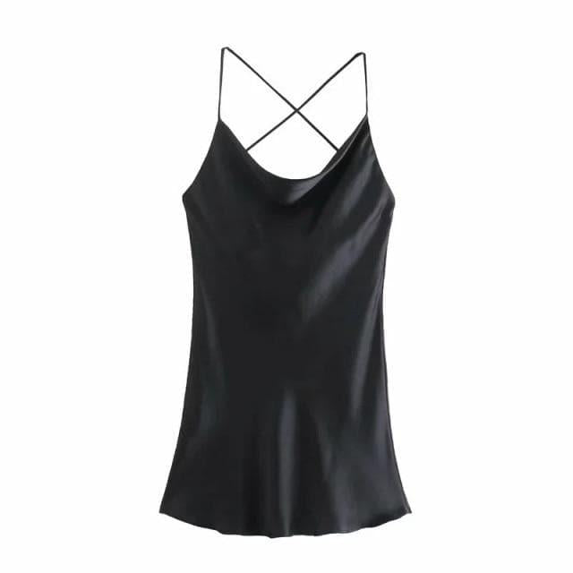 satin backless summer mini dress