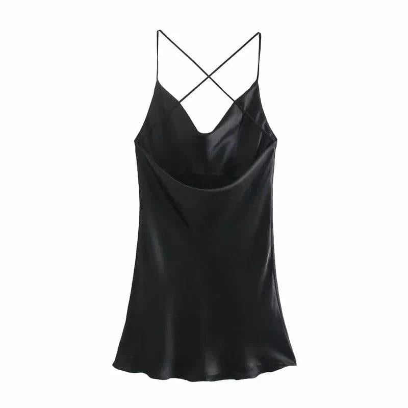 satin backless summer mini dress