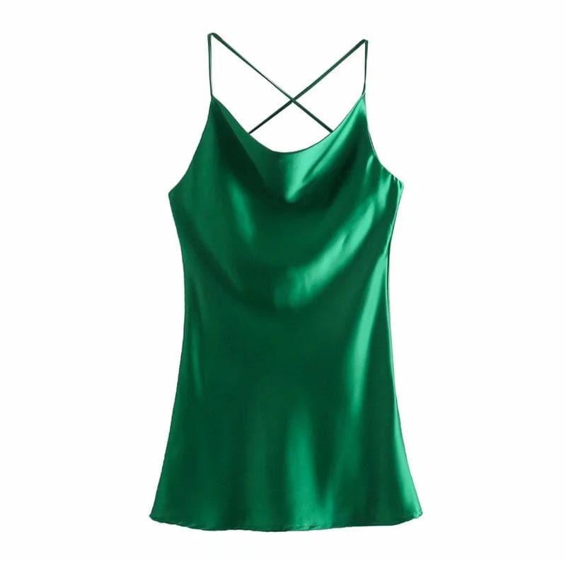 satin backless summer mini dress