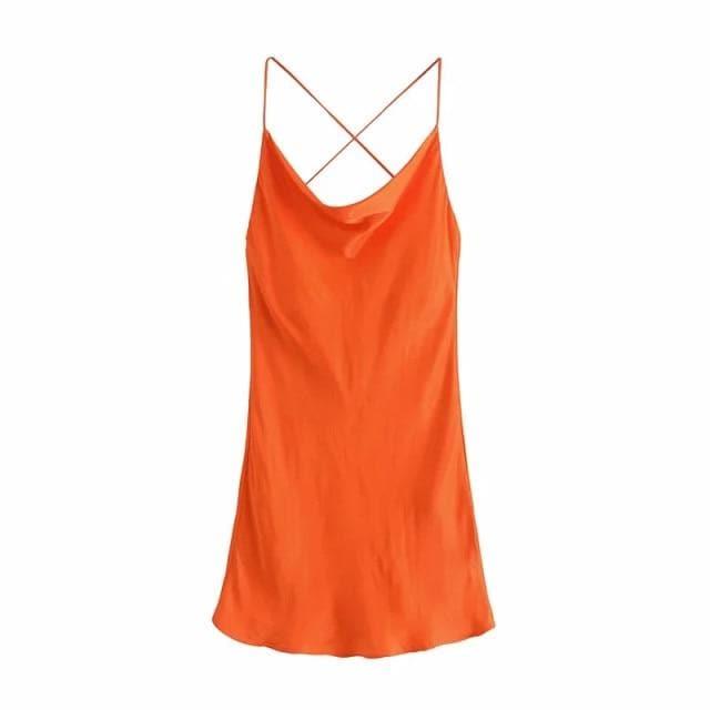 satin backless summer mini dress