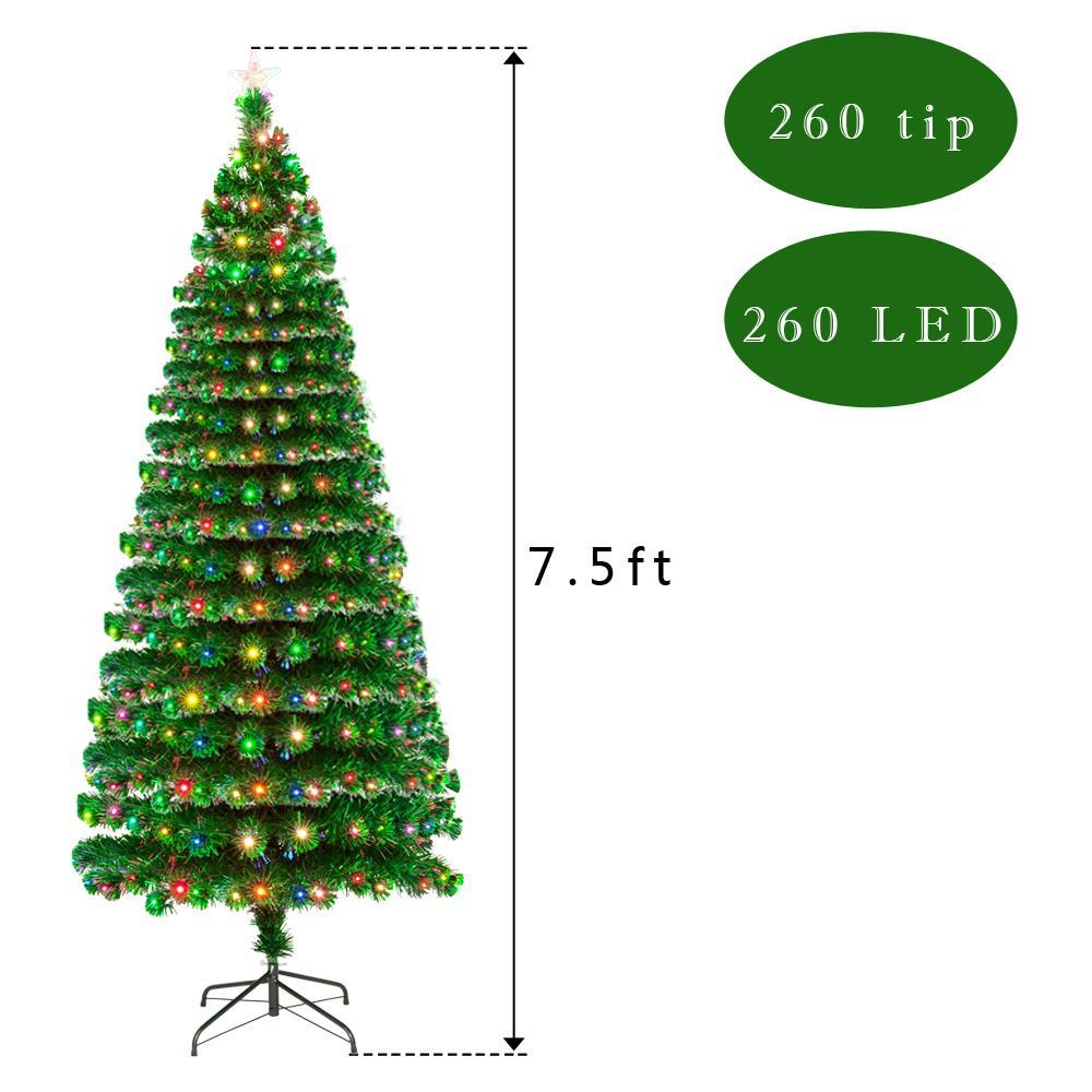 Ktaxon Christmas Tree 7.5FT Fiber Optic Christmas Tree with 260 LED Lamps &amp; 260 Branches
