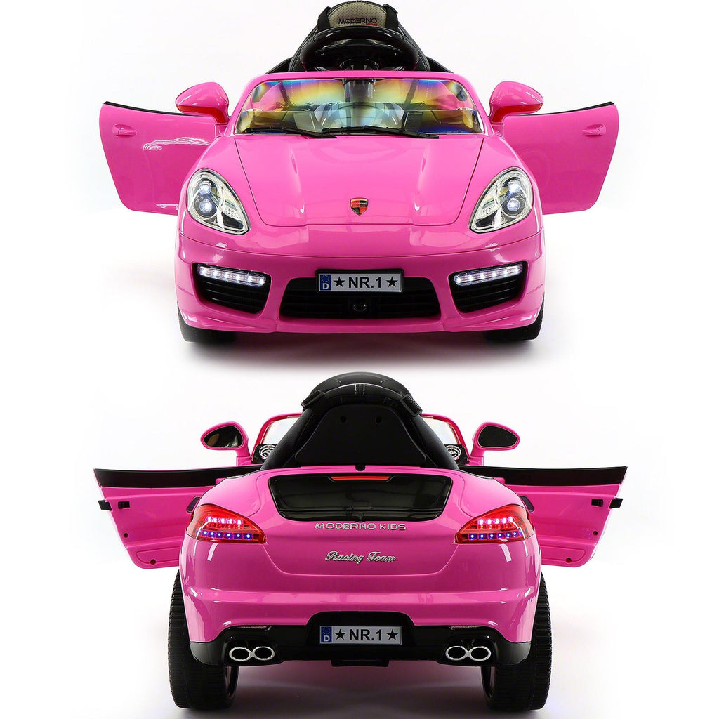 2023 Girl's Ride On Sports Kids Car 12V Battery Powered W/ Dining Table, Leather Seat, LED Lights