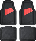 CAR PASS Heavy Duty Rubber Floor Mats 4-Piece Car Mat Set - Universal Waterproof Carbon Fiber Floor Mats for Car SUV Truck, Durable All-Weather Mats(Black and Red)