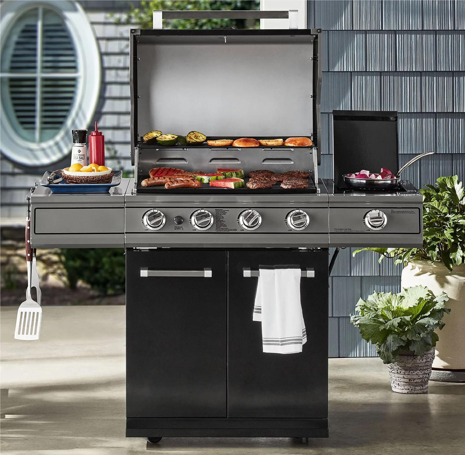 patio 4-Burner Gas Grill with Porcelain Enamel Lid