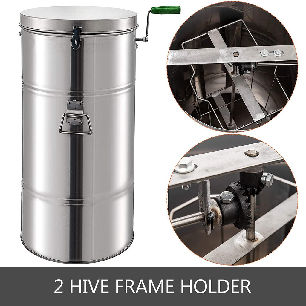 BestEquip Manual Honey Extractor 2 Frame Bee Extractor  Steel Honeycomb Spinner Crank Beekeeping Equipment