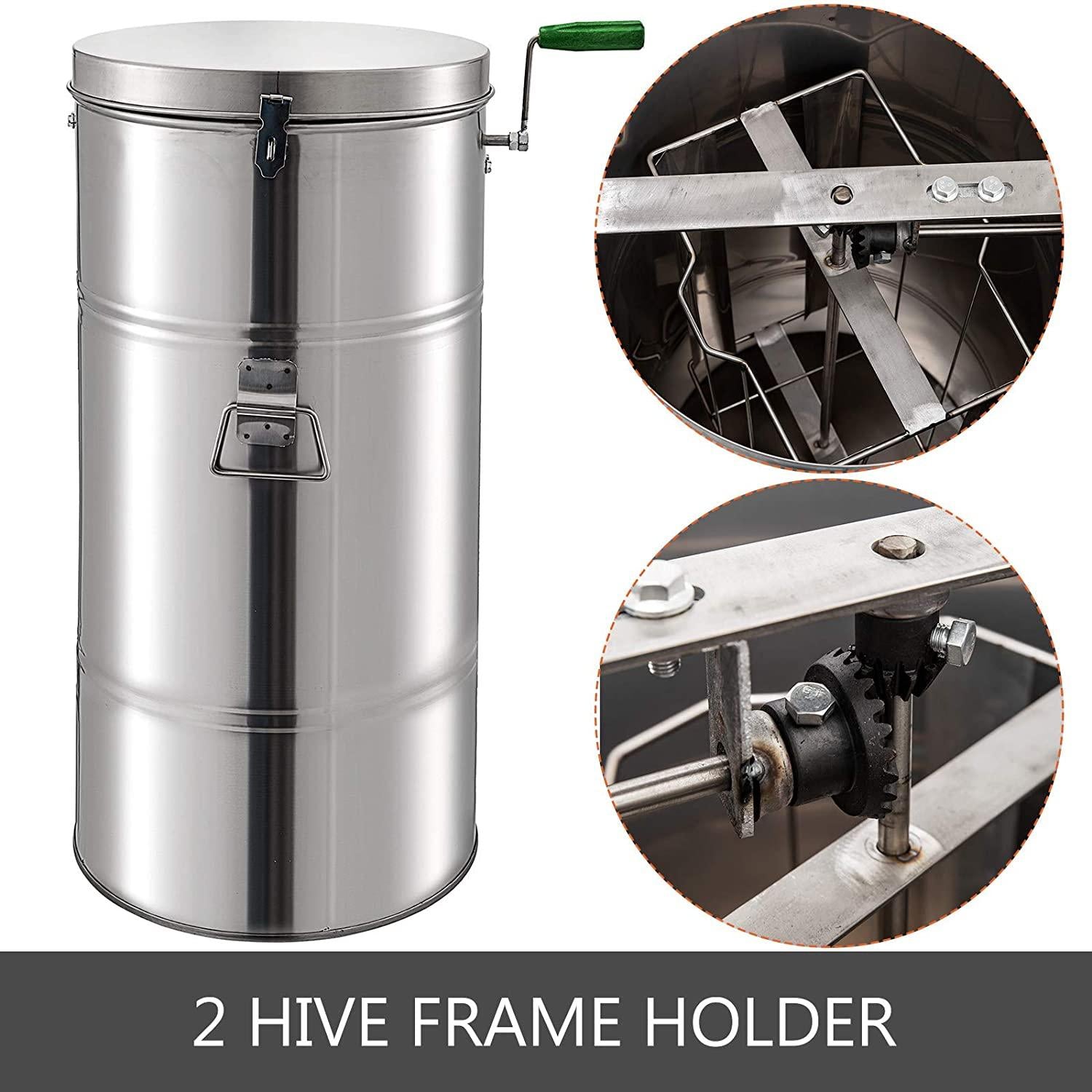 BestEquip Manual Honey Extractor 2 Frame Bee Extractor  Steel Honeycomb Spinner Crank Beekeeping Equipment