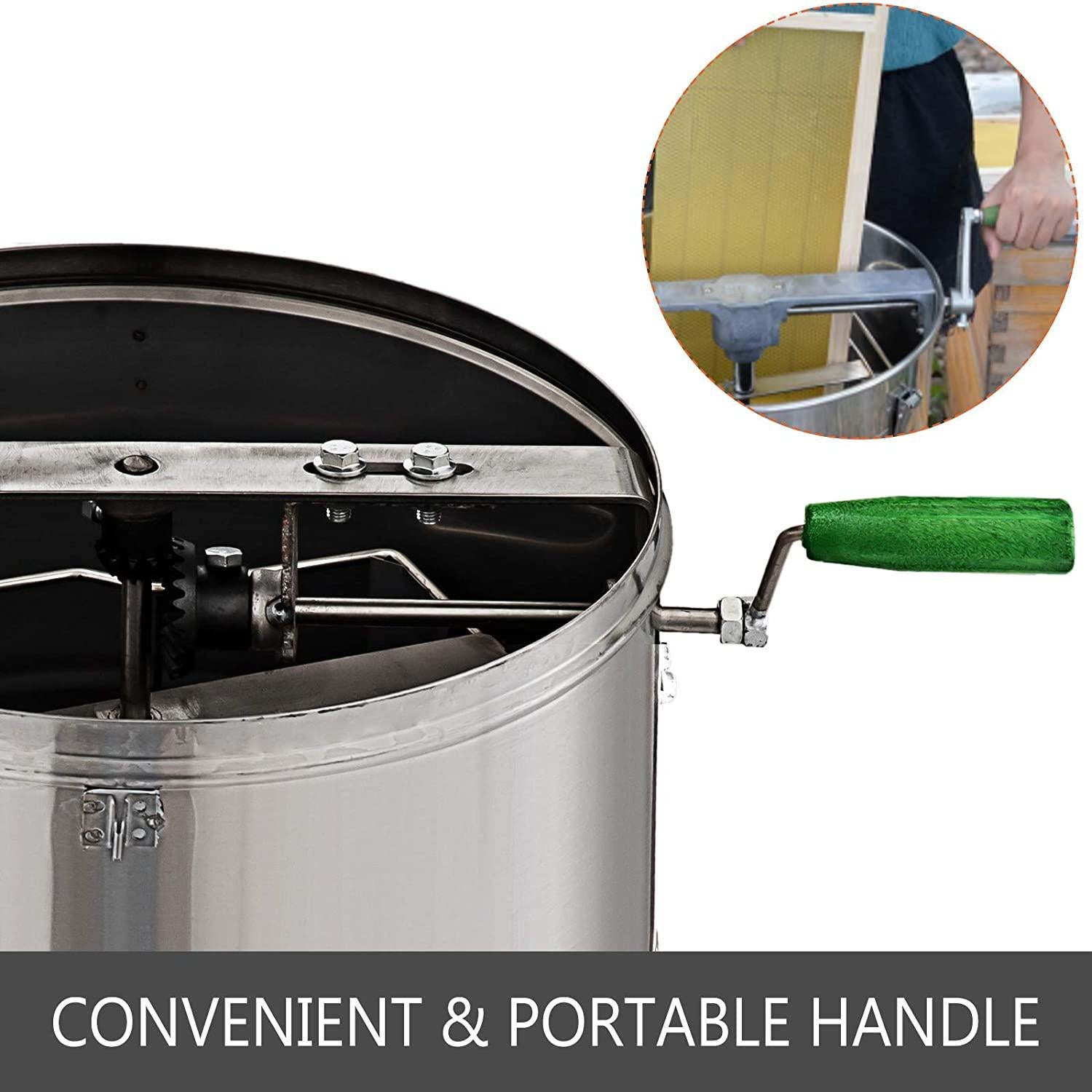 BestEquip Manual Honey Extractor 2 Frame Bee Extractor  Steel Honeycomb Spinner Crank Beekeeping Equipment