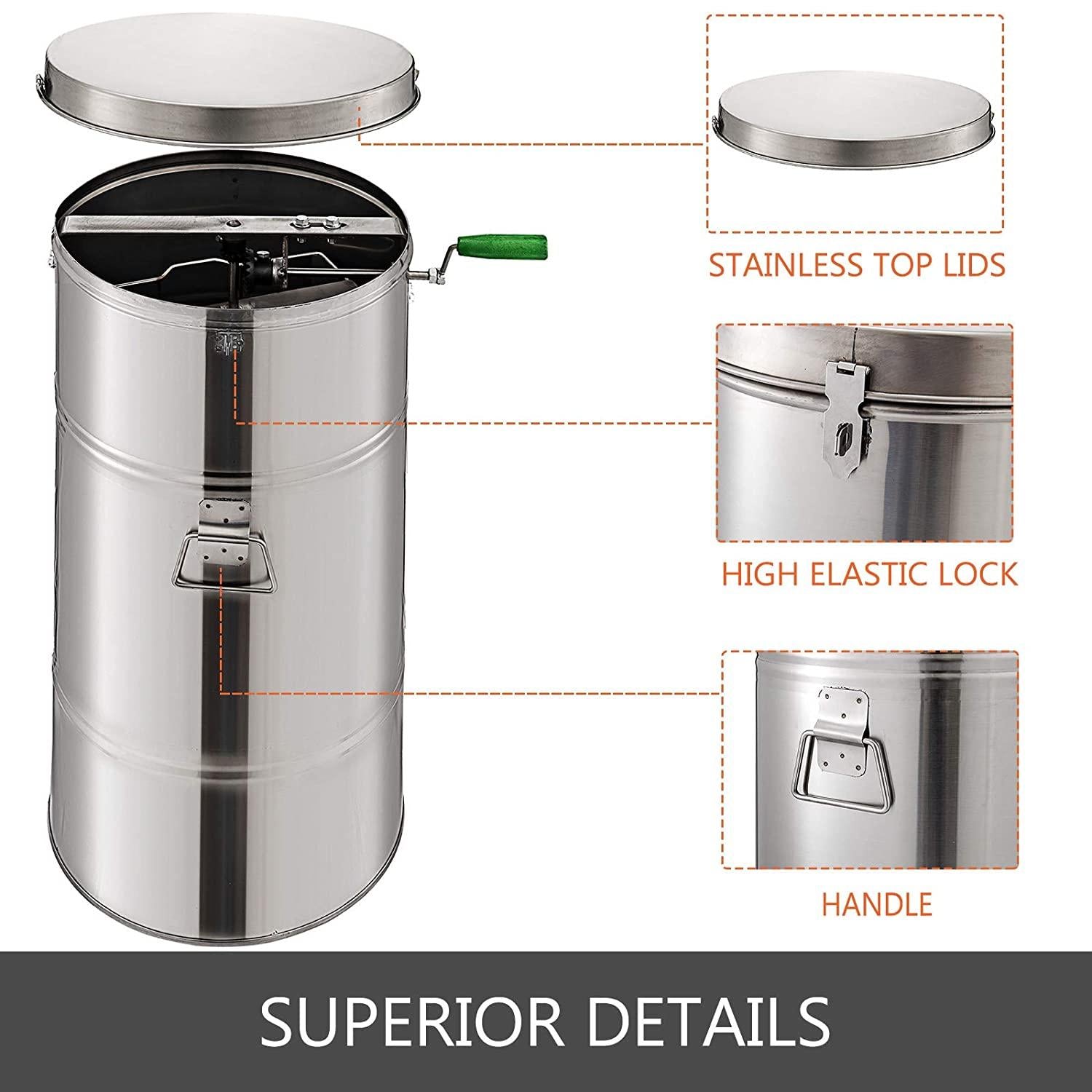 BestEquip Manual Honey Extractor 2 Frame Bee Extractor  Steel Honeycomb Spinner Crank Beekeeping Equipment