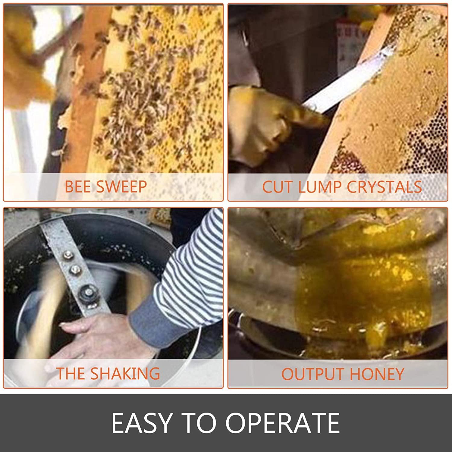 BestEquip Manual Honey Extractor 2 Frame Bee Extractor  Steel Honeycomb Spinner Crank Beekeeping Equipment