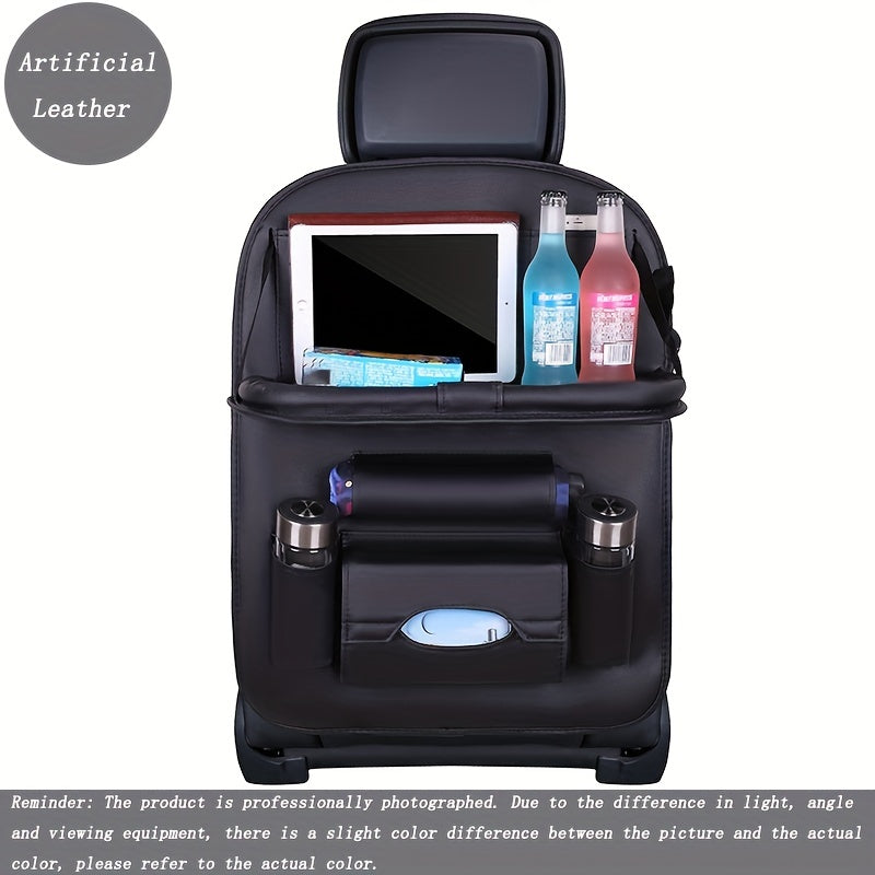 Upgrade Your Car With This Luxury Leather StoraBag And Tray - Perfect For Kids' Snacks And Toys!