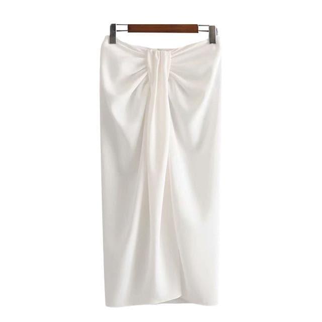 fashion knotted wrap midi skirt