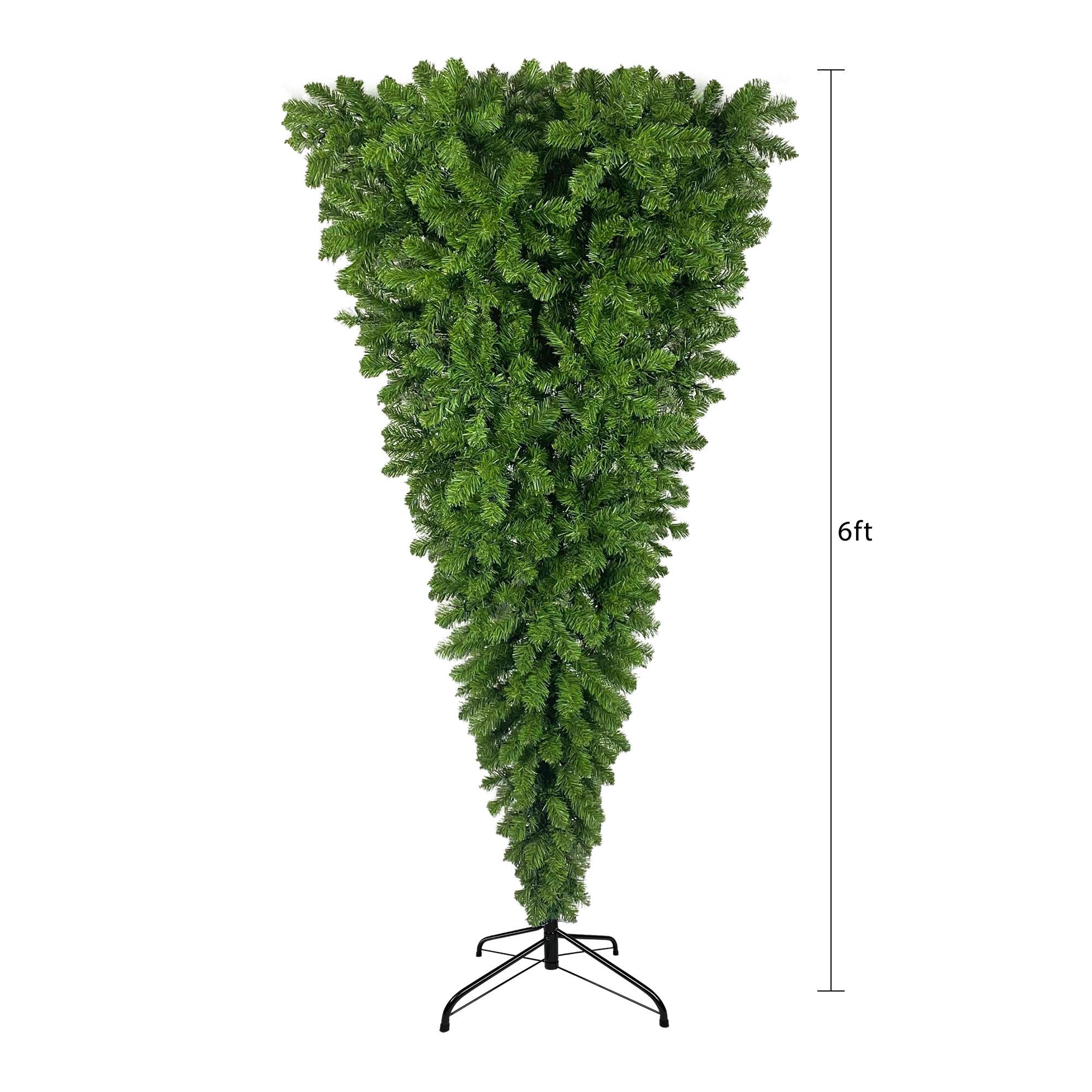 SESSLIFE 6ft Upside Down Christmas Tree, Prelit Christmas Tree with with LED Lights, 1000 Tips Artificial Christmas Tree for Indoor Outdoor Holiday Decoration, TE1727