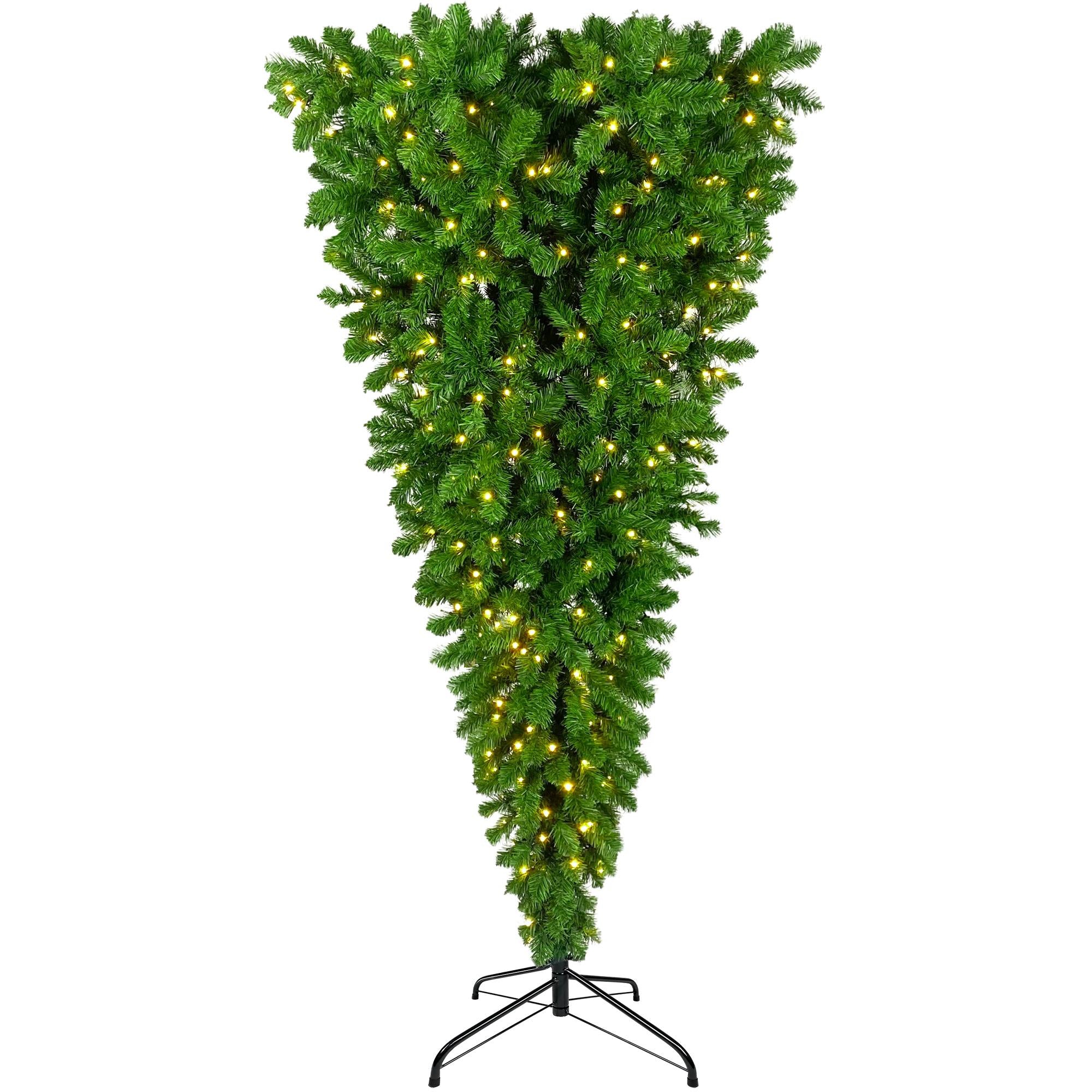 SESSLIFE 6ft Upside Down Christmas Tree, Prelit Christmas Tree with with LED Lights, 1000 Tips Artificial Christmas Tree for Indoor Outdoor Holiday Decoration, TE1727