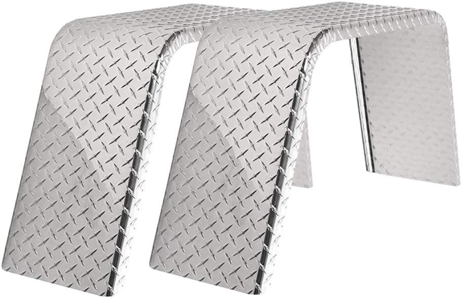 ToughGrade 2-Pack Aluminum Diamond Plate Trailer Fender | Flat Top Trailer Fender 10" X 36" X 18" | Car Hauler Trailers | Cargo Trailers | Landscape Trailers