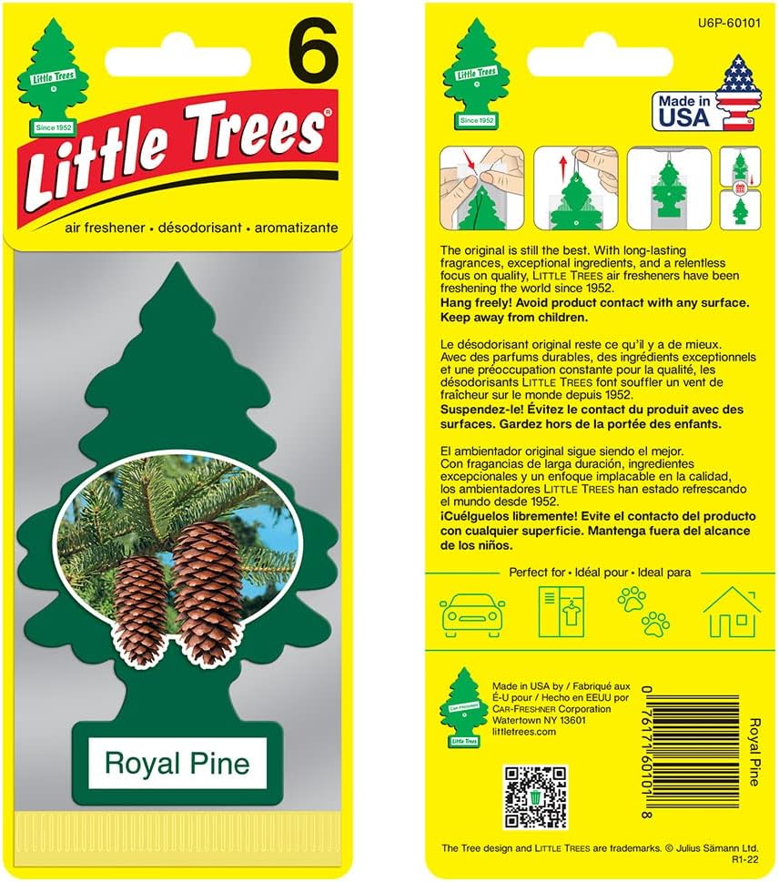 LITTLE TREES Air Fresheners Car Air Freshener. Hanging Tree Provides Long Lasting Scent for Auto or Home. Royal Pine, 24 Air Fresheners