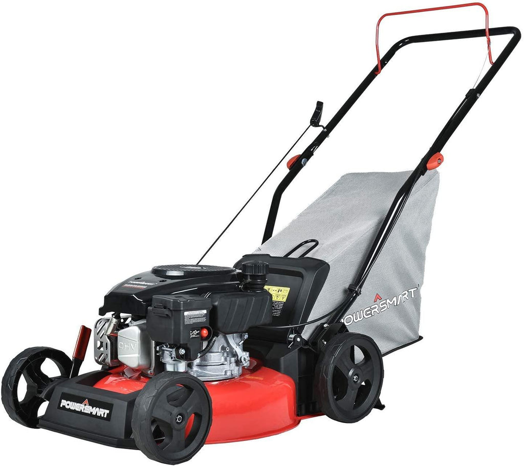 PowerSmart Push Lawn Mower Gas Powered - 17 Inch, 127CC 4-Stroke Engine, 5 Hight Positions Adjustable, (1.18''-3.0''), 3 in 1 with Bag
