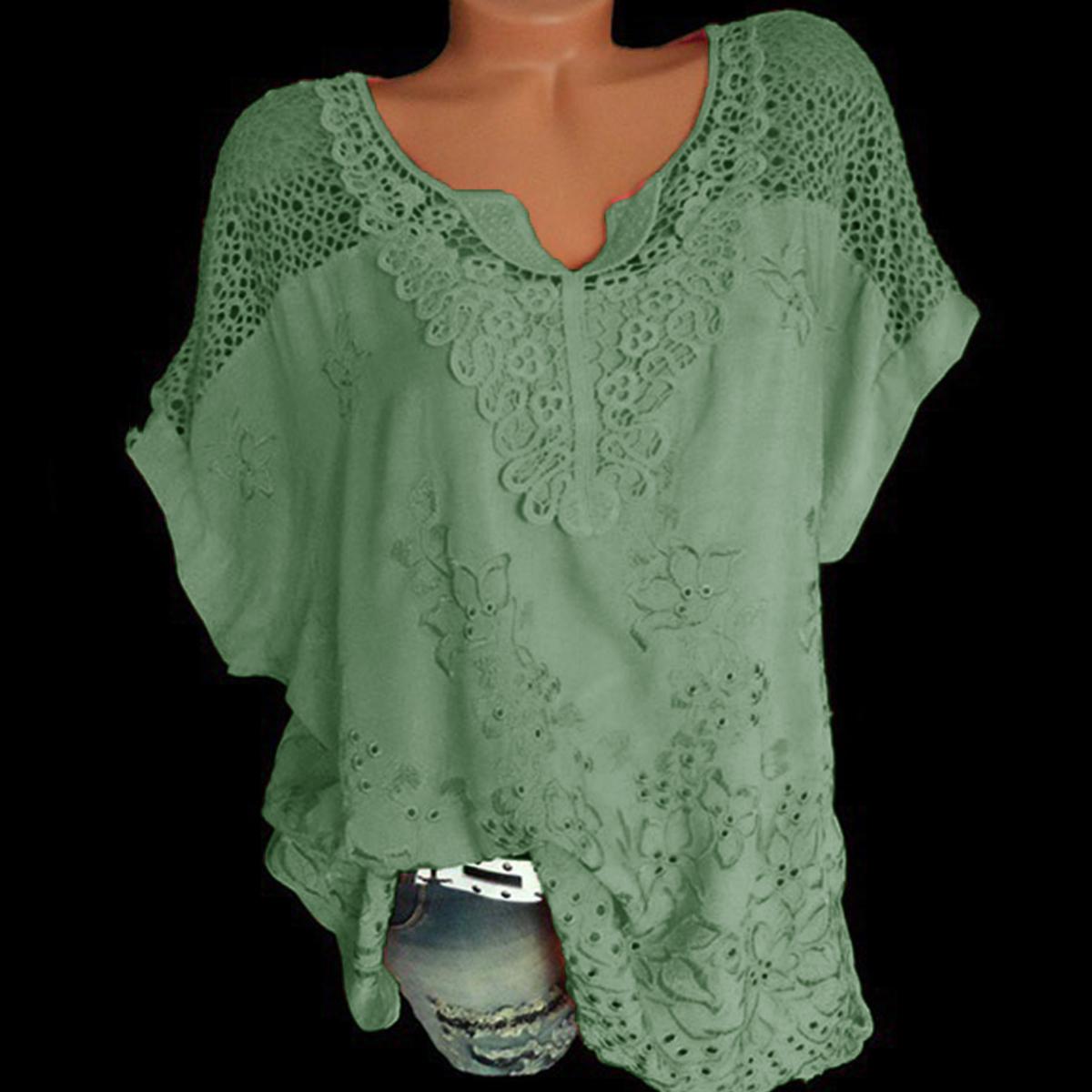 Blouses Brodées À Col En V Avec Patchework