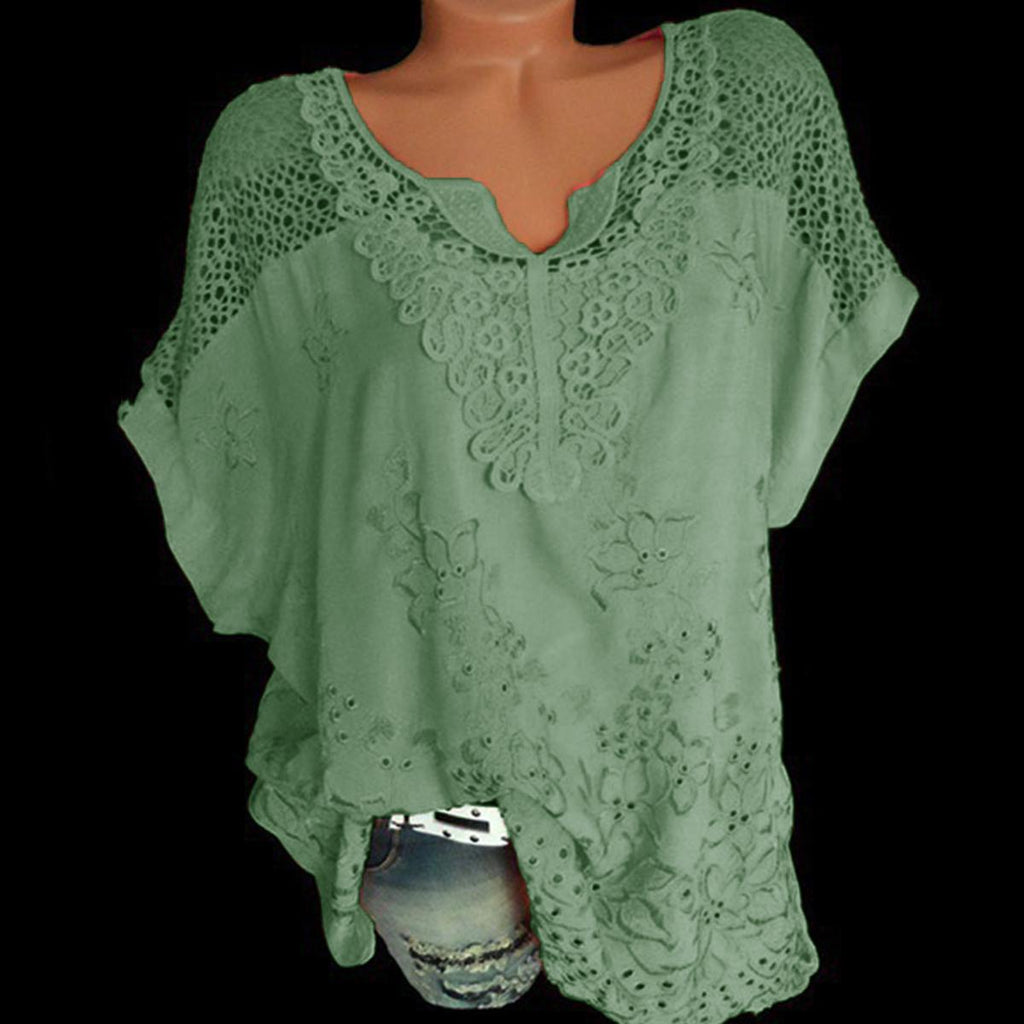 Blouses Brodées À Col En V Avec Patchework
