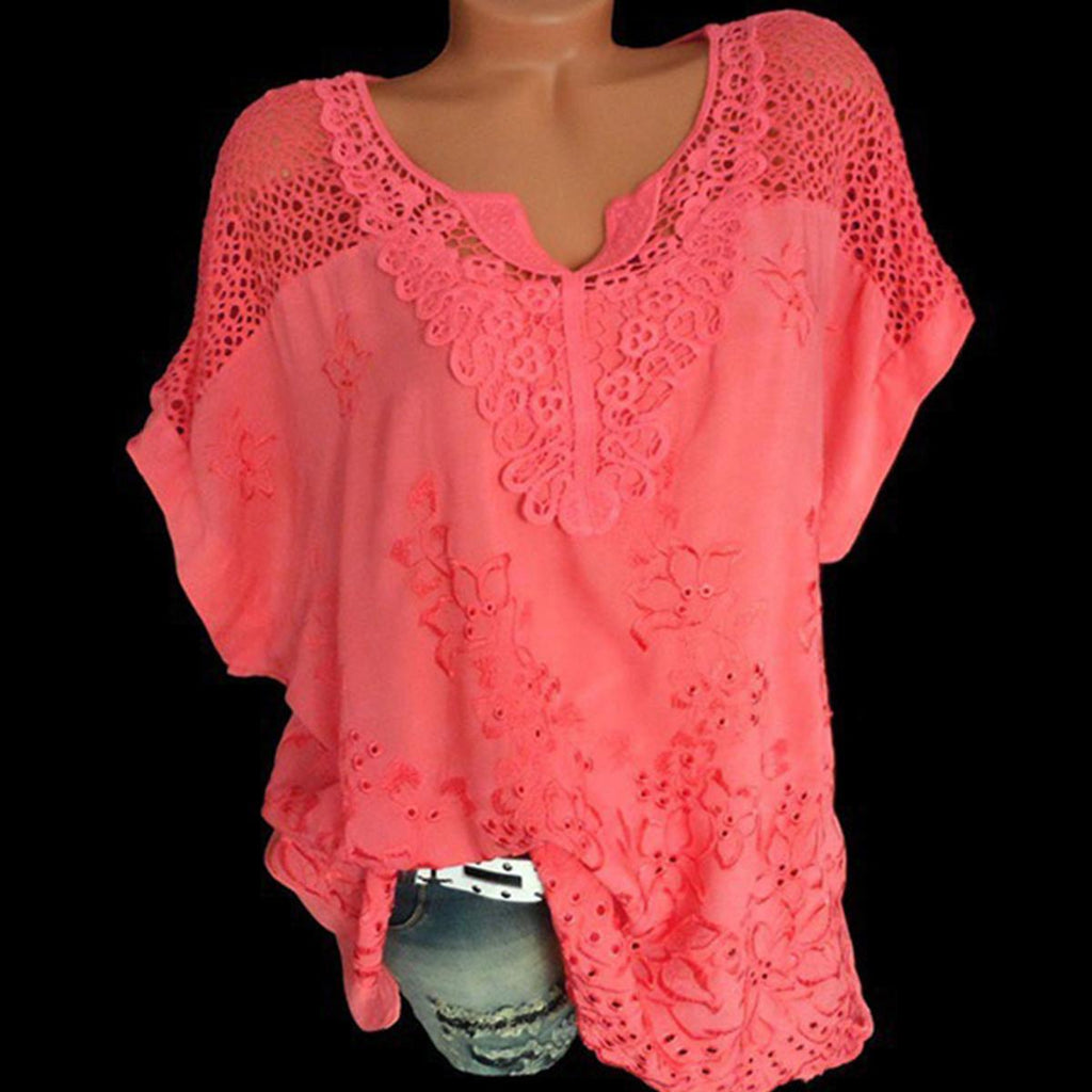 Blouses Brodées À Col En V Avec Patchework
