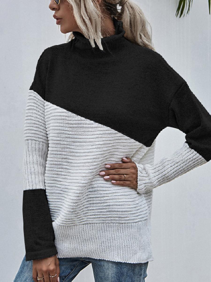 Color-blocking Pullover Long-sleeves Sweater