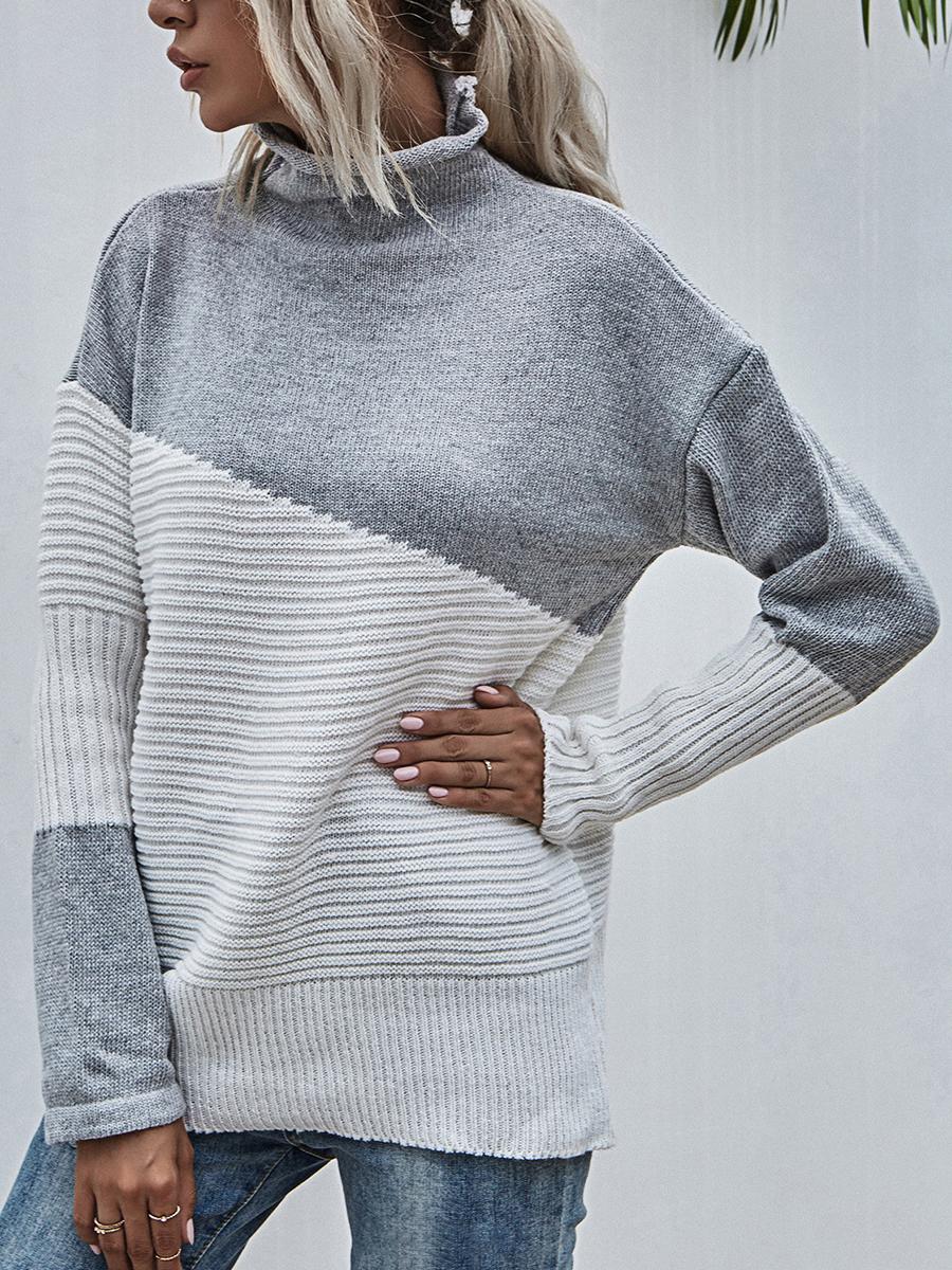 Color-blocking Pullover Long-sleeves Sweater