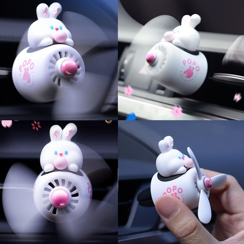 Cacacece Car Air Fresheners Cute Cartoon Rabbit Pilot Car Diffuser Rotating Propeller Auto Air Outlet Creative Car Perfume Fragrance Automotive Decoration Accessories Air Fresheners for Cars