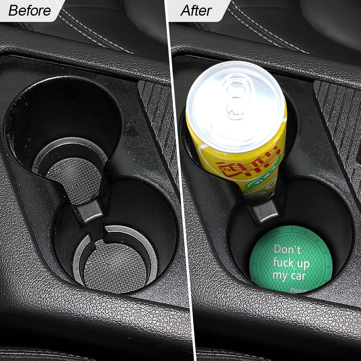 8sanlione Car Cup Coaster, 4Pcs 2.75 Inch Auto Cup Holder Insert Coasters, Anti-Slip Waterproof Embedded Drink Mat, Automotive Interior Accessories for Men and Women (D Light Green/4PCS)