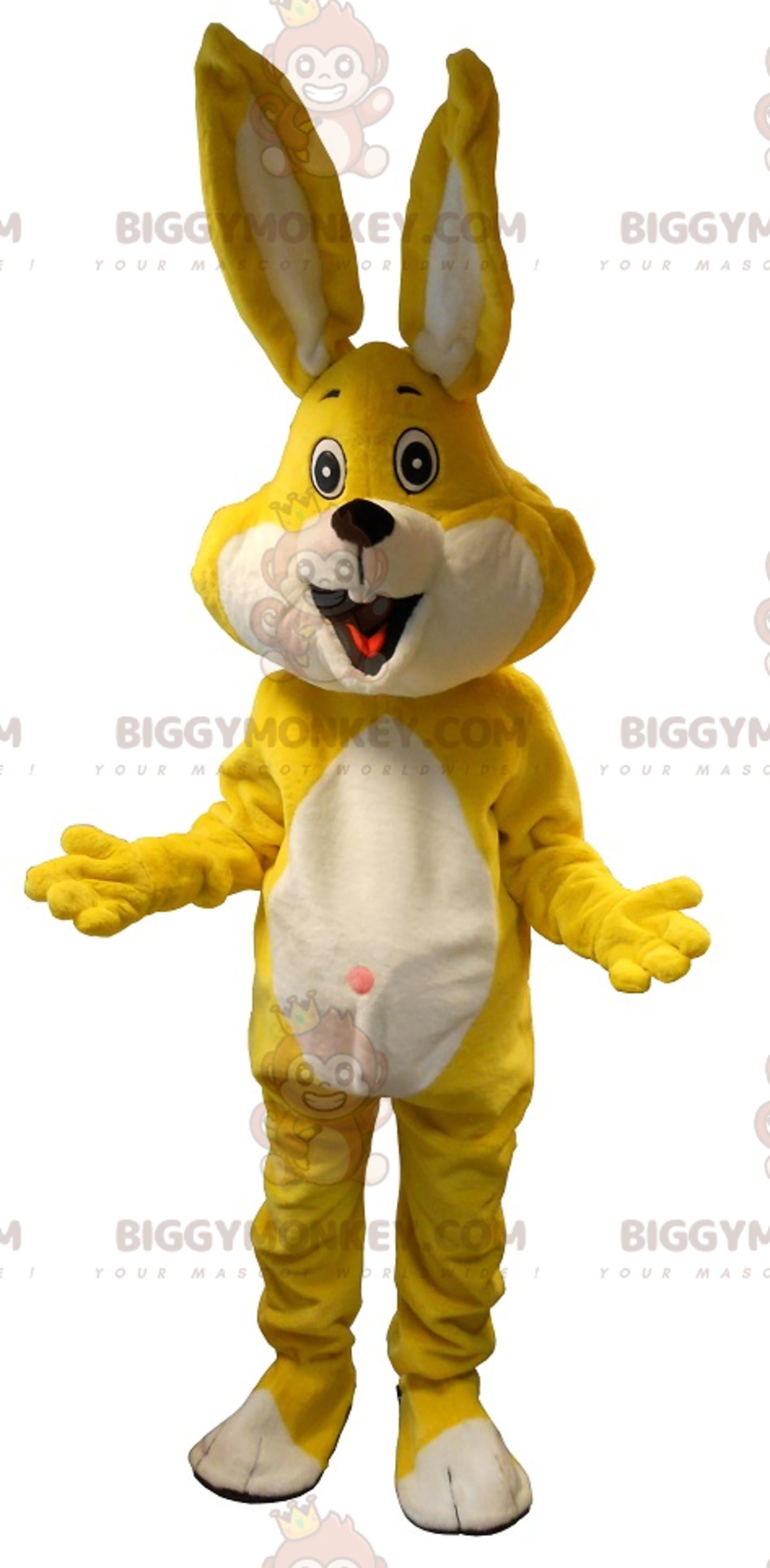 Yellow and White Rabbit BIGGYMONKEYMascot Costume. bunny costume