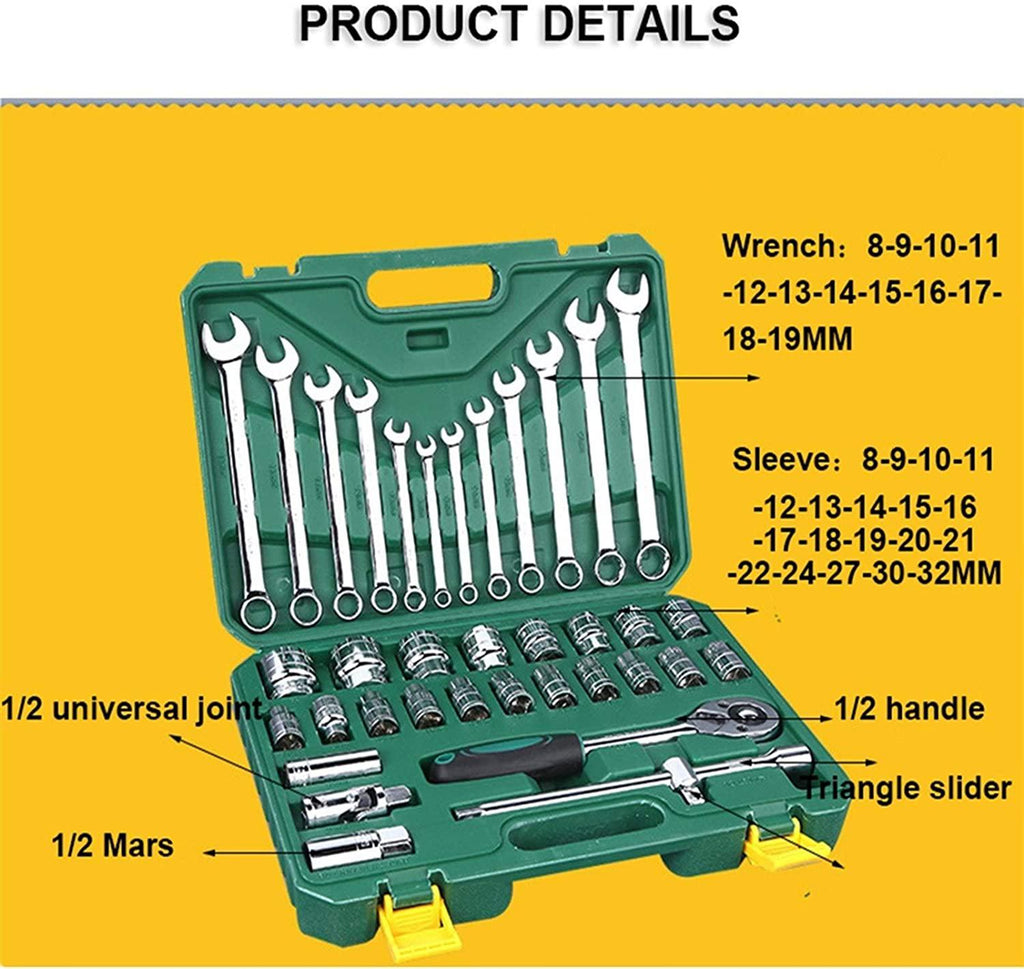 kengbi Exquisite WorkmanLong Service Life 37-pcs Tool Set Hand Tools for Car Repair Ratchet Spanner Wrench Socket Set Professional Car Repair Tool Kits