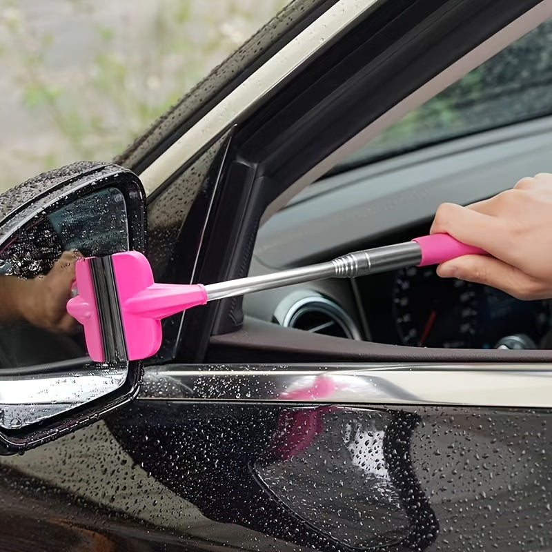 2-in-1 Retractable Portable Wiper: Perfect for Cleaning Car Rearview Mirrors, Gas Station Windows, Shower Glass &amp; Windshields!