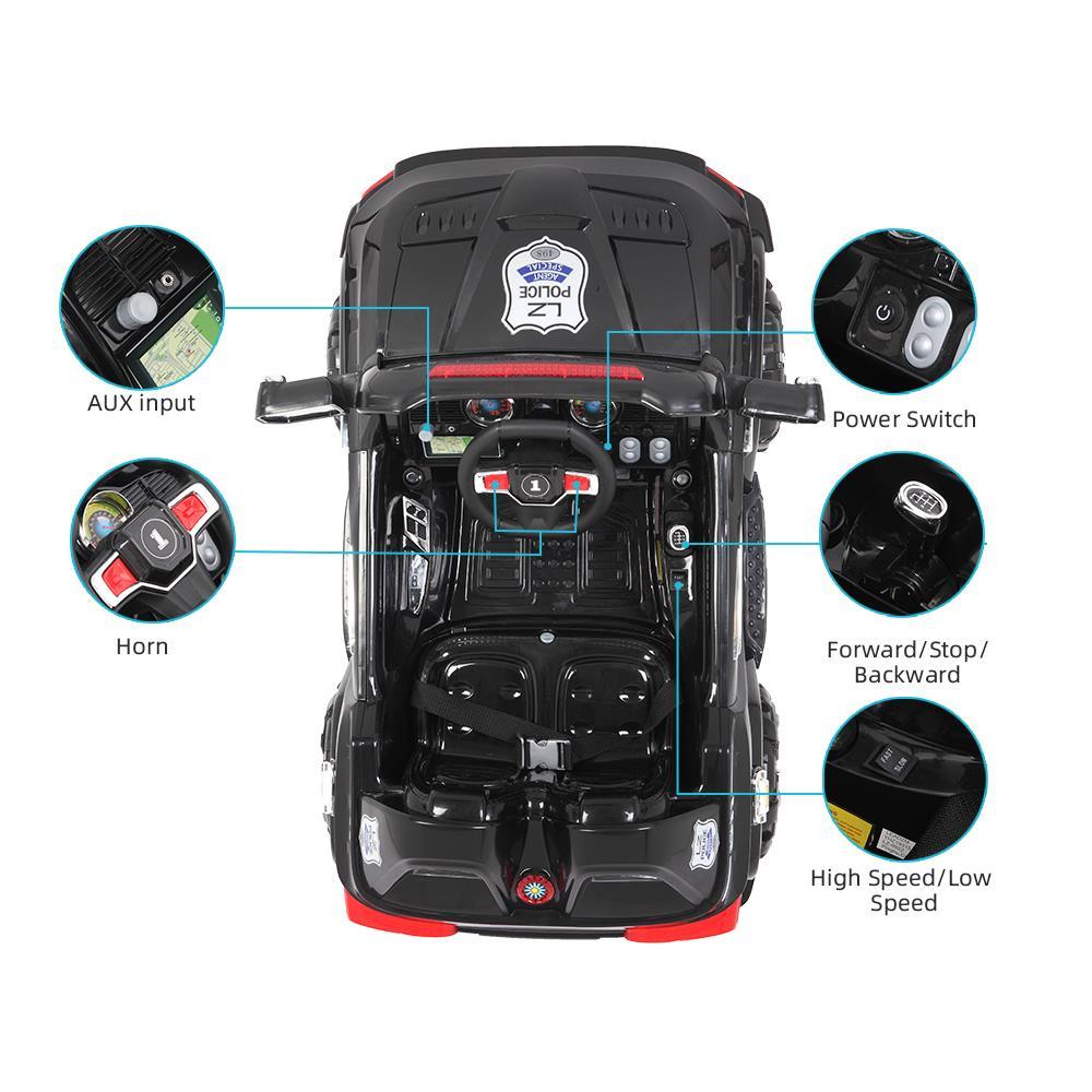 UBesGoo 12V Kids Battery Powered Electric Red 4-Wheeler Ride-On Car with LED Headlights, Music, Remote Control - Black
