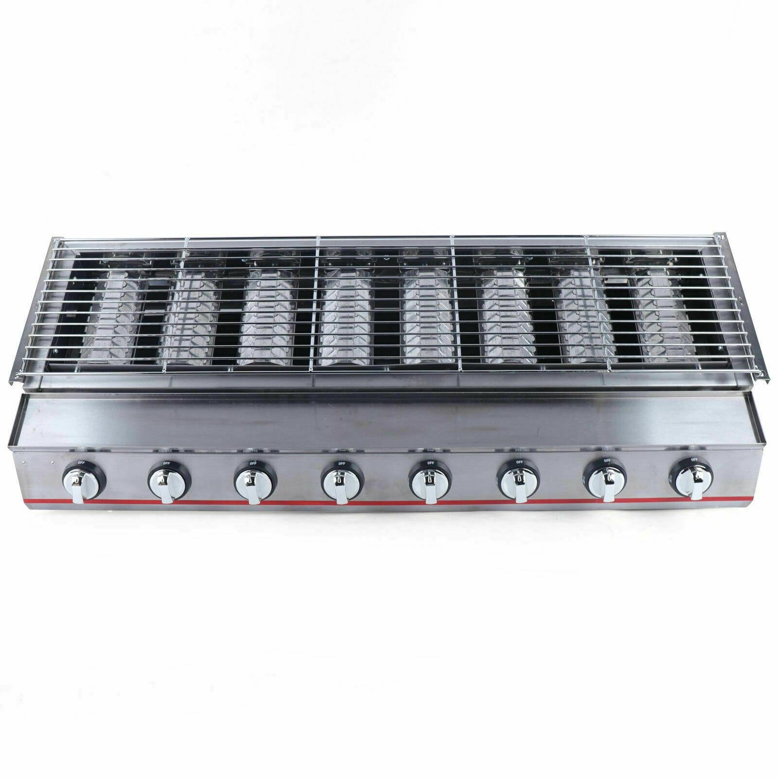 40" Tabletop Grill Commercial LPG Gas BBQ Grill w/ 8 Burners Picnic Cooker