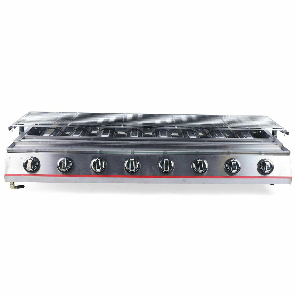 40" Tabletop Grill Commercial LPG Gas BBQ Grill w/ 8 Burners Picnic Cooker