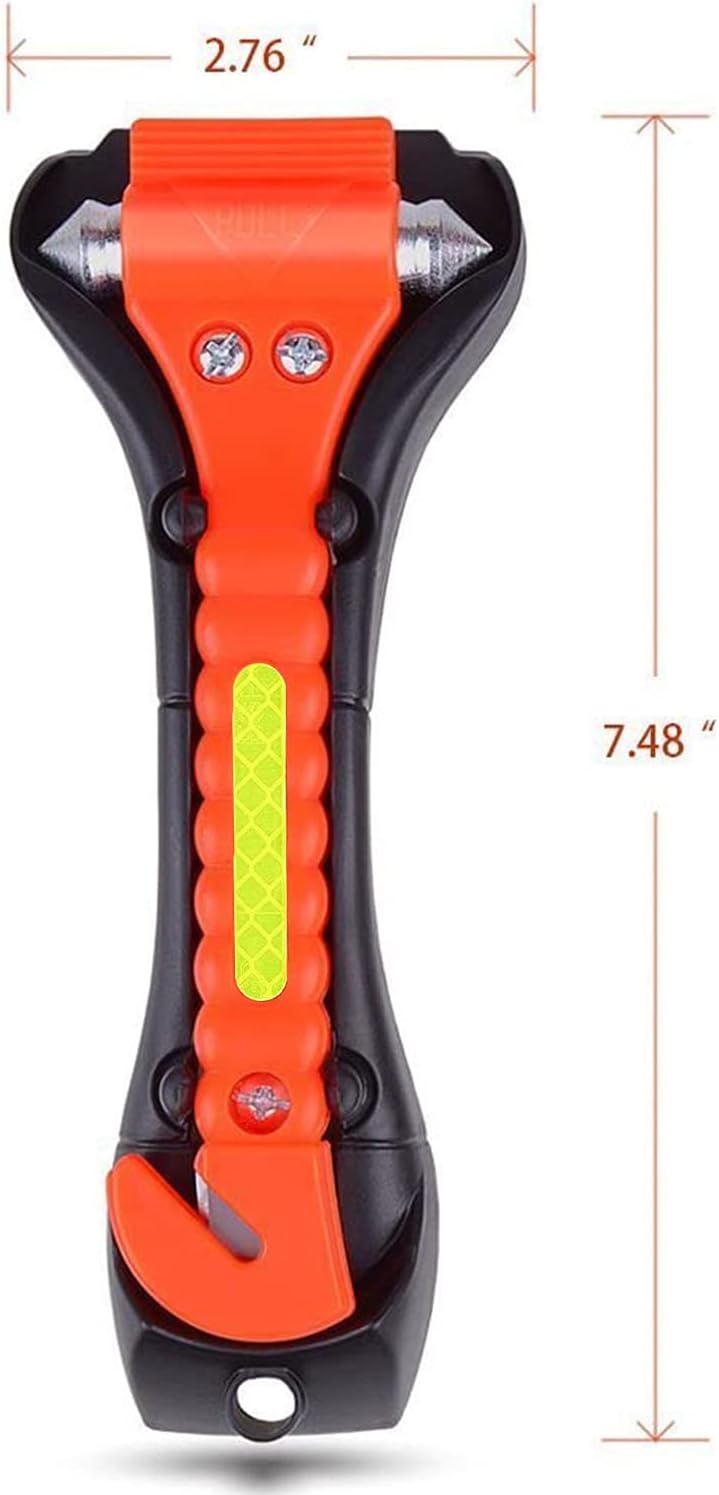 SINSEN Car Safety Hammer Set of 10 Emergency Escape Tool Auto Car Window Glass Hammer Breaker and Seat Belt Cutter Escape 2-in-1 for Family Rescue &amp; Auto Emergency Escape Tools (Reflective Tape 10PCS)