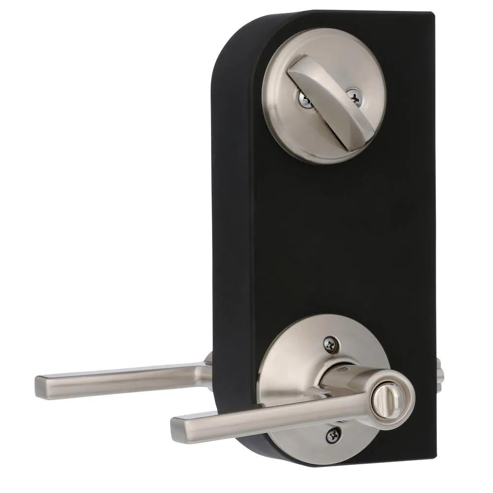 Satin Nickel Single Cylinder Deadbolt with Latitude Entry Door Lever Combo Pack