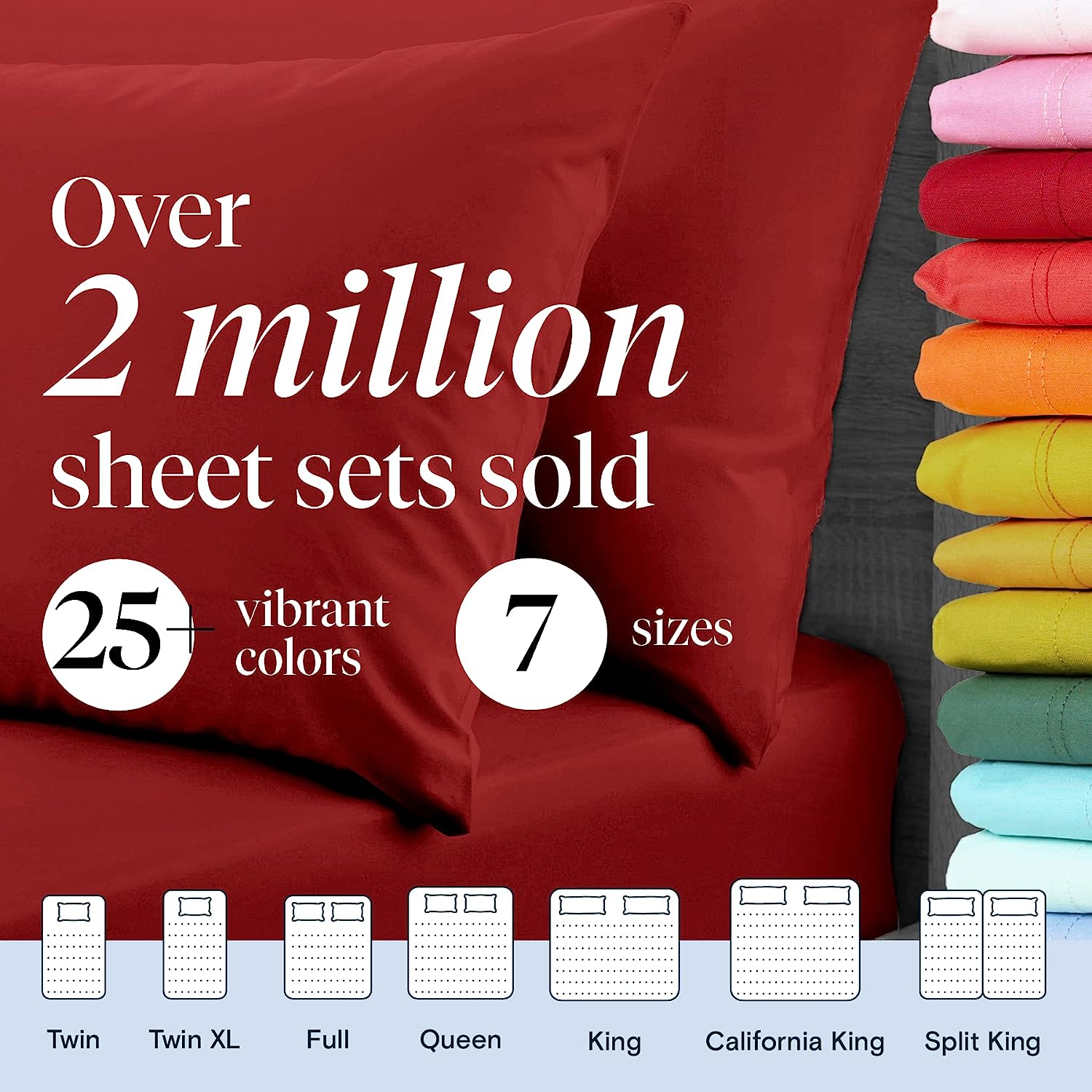 LuxClub 6 PC Full Size Sheet Set Bamboo Sheets Deep Pockets 18" Eco Friendly Wrinkle Free Cooling Sheets Machine Washable Hotel Bedding Silky Soft - Red Full