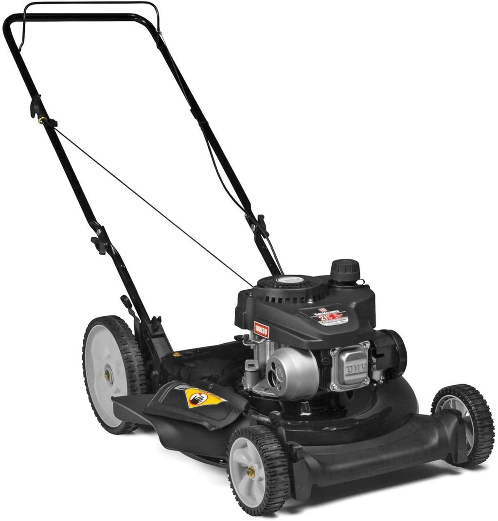 Yard Machines 140cc OHV 21-Inch High Wheeled 2-in-1 Walk-Behind Push Gas Powered Lawn Mower - Perfect for Small to Medium Sized Yards - Side Discharge and Mulching Capabilities, Black