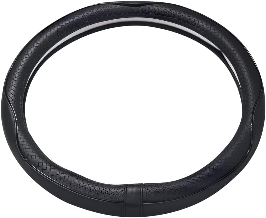 Car Steering Wheel Cover, Anti-Slip, Safety, Soft, Breathable, Heavy Duty, Thick, Full Surround, Sports Style (Black)