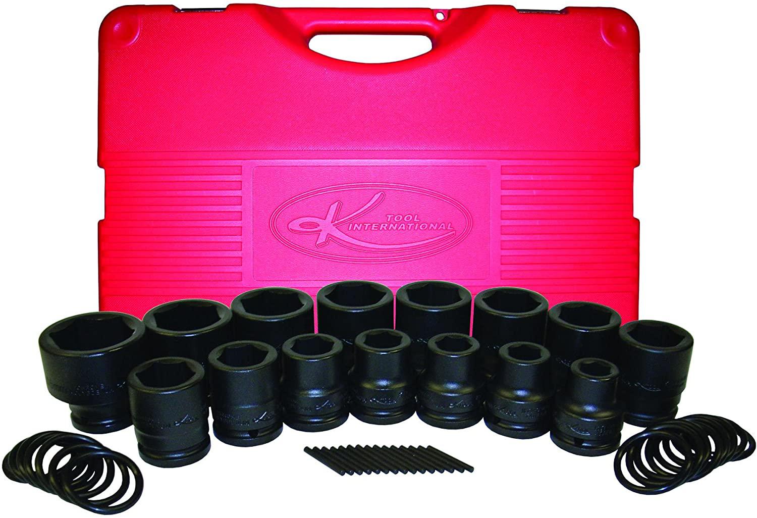 K Tool International Impact Socket Set 3/4" Drive Short Metric 15 Piece KTI39100