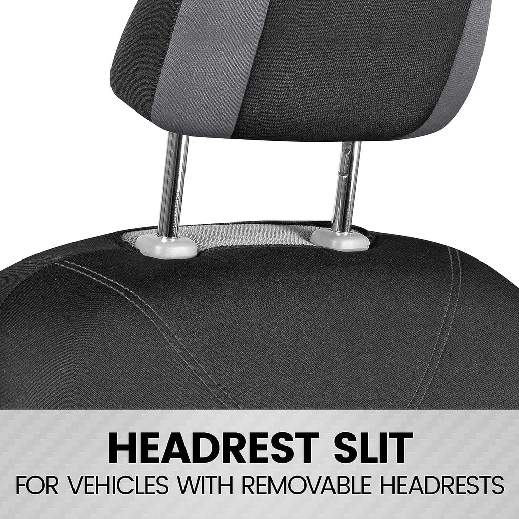 BDK UltraSleek Gray Seat Covers for Cars Full Set, Two-Tone Front Seat Covers with Matching Back Seat Cover, Stylish Car Seat Protectors with Split Bench , Automotive Interior Covers