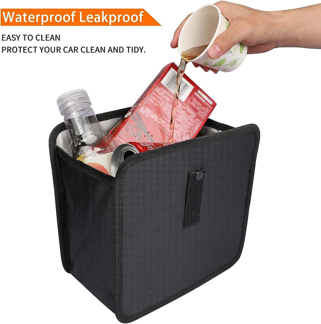 Hanging Car Trash Bag Can Premium Waterproof Litter Garbage Bag Organizer 1.85 Gallon Capacity Black Powertiger