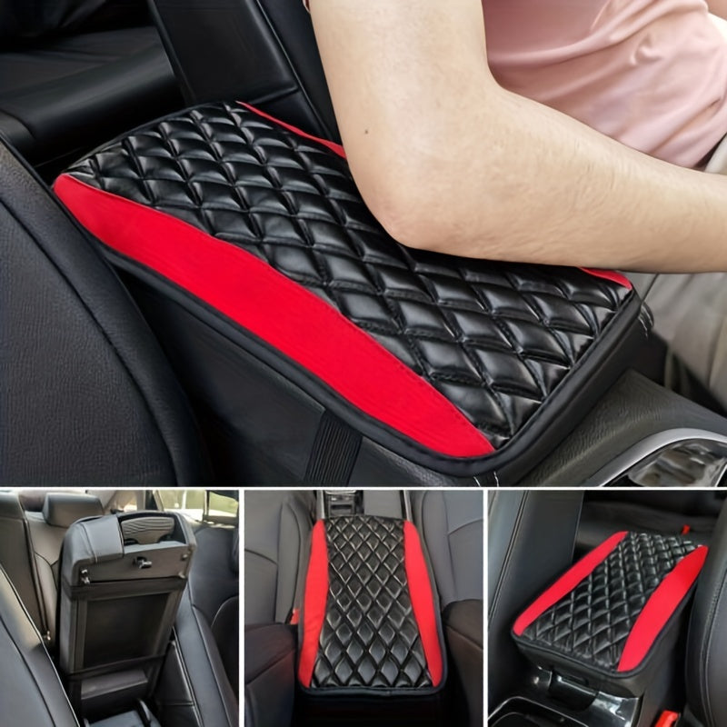 1pc SponAnd PU Leather Armrest Pad Cover Center Console Mat Car Accessories
