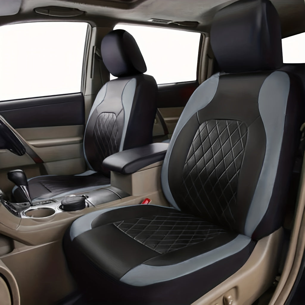 Upgrade Your Car Seats With Our Deluxe Quilted Faux Leather 5-Seat Cover - Universal Fit!