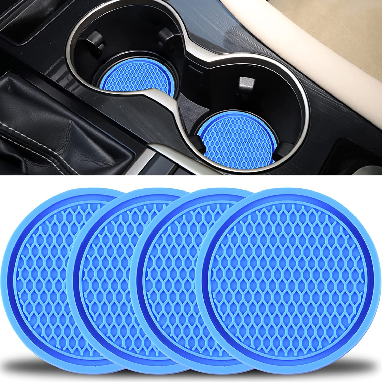 4pcs Car Cup Coasters, Universal Non-Slip Cup Holders Embedded In Ornaments Coaster, Car Interior Accessories Fit Car Accessories
